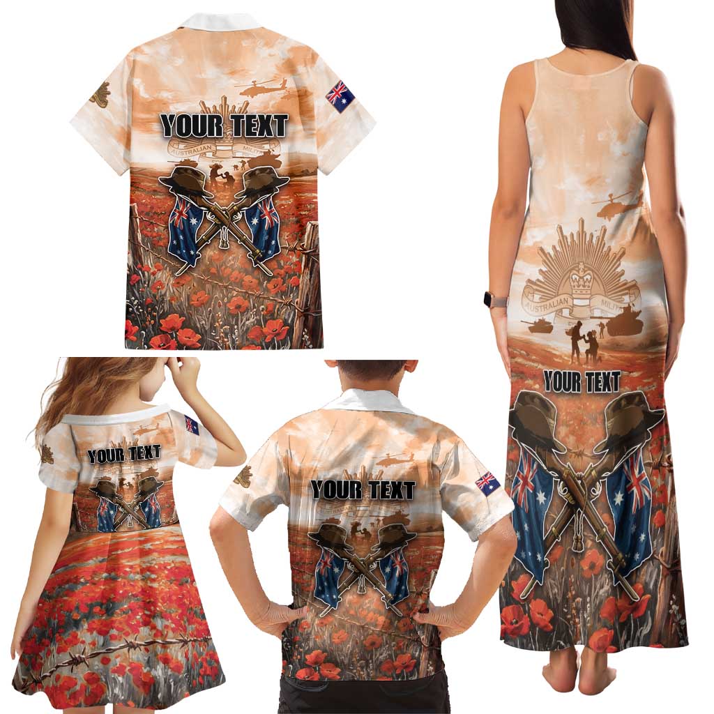 Personalised ANZAC Day Family Matching Tank Maxi Dress and Hawaiian Shirt Commemorative Soldier Tribute