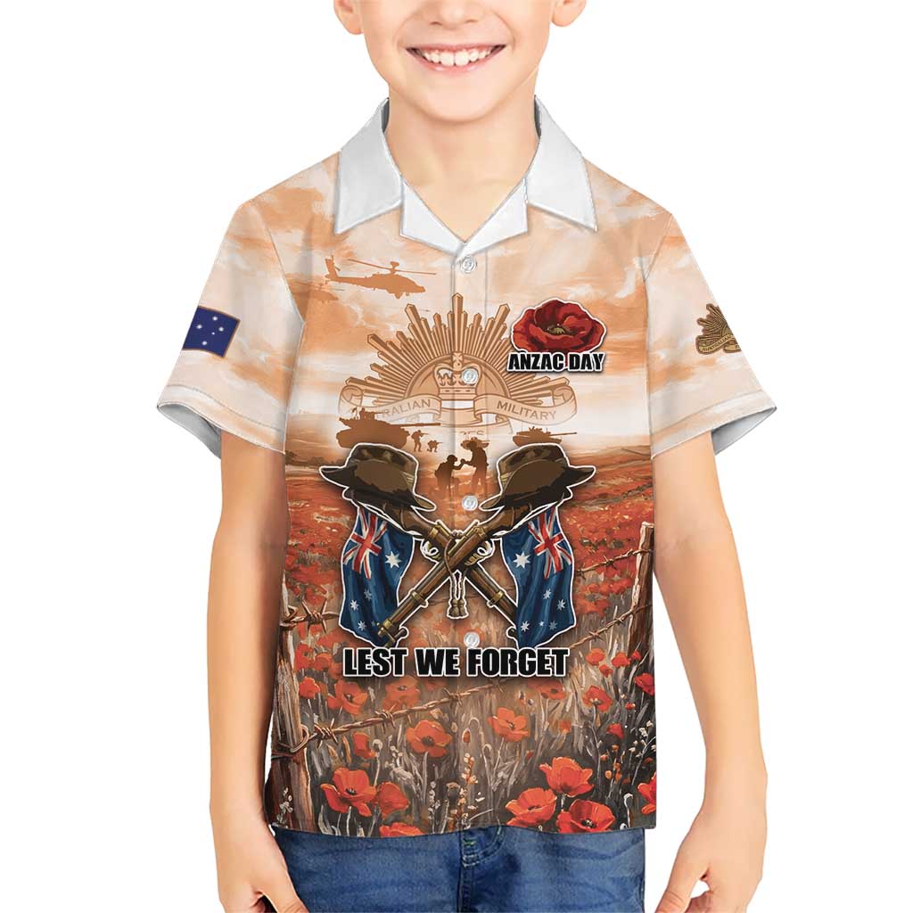 Personalised ANZAC Day Kid Hawaiian Shirt Commemorative Soldier Tribute