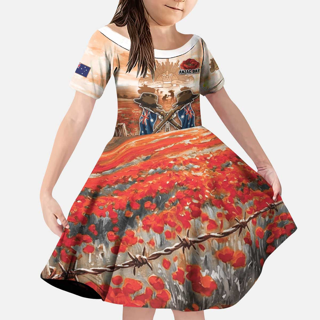 Personalised ANZAC Day Kid Short Sleeve Dress Commemorative Soldier Tribute