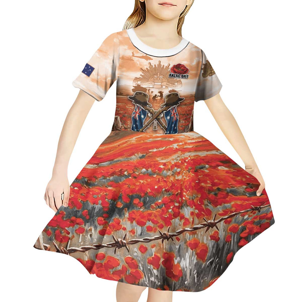 Personalised ANZAC Day Kid Short Sleeve Dress Commemorative Soldier Tribute