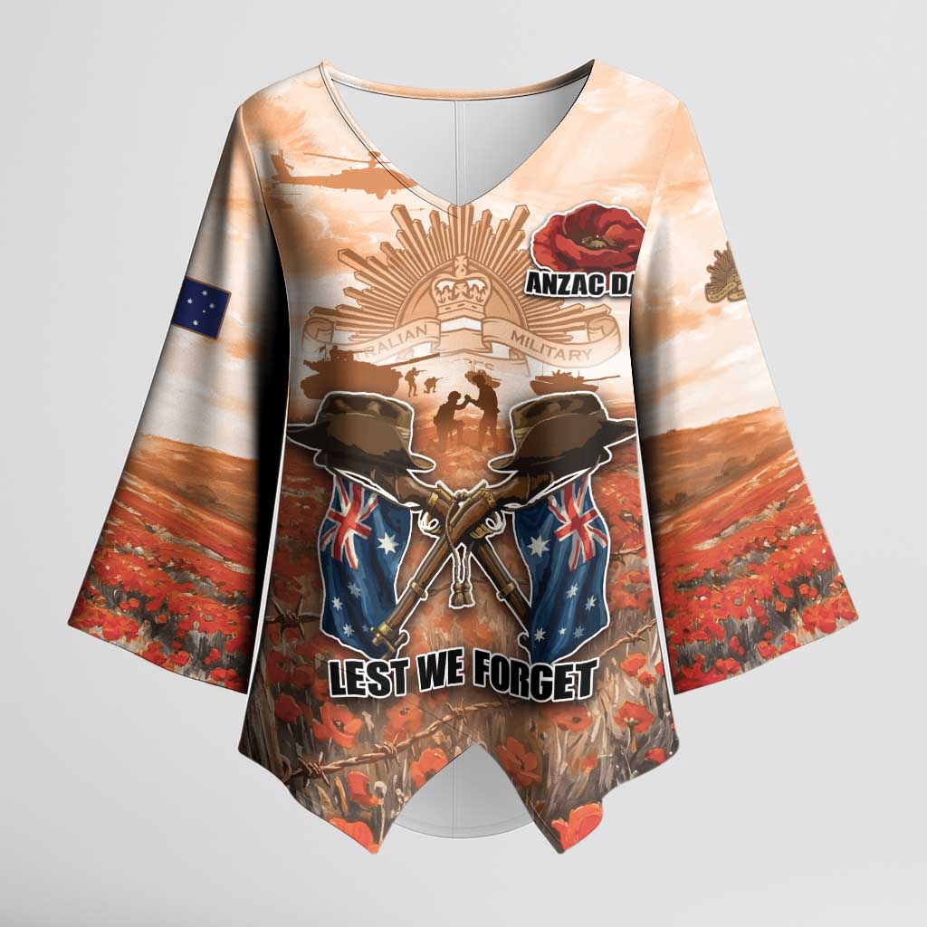 Personalised ANZAC Day Kimono Sleeve Blouse Commemorative Soldier Tribute