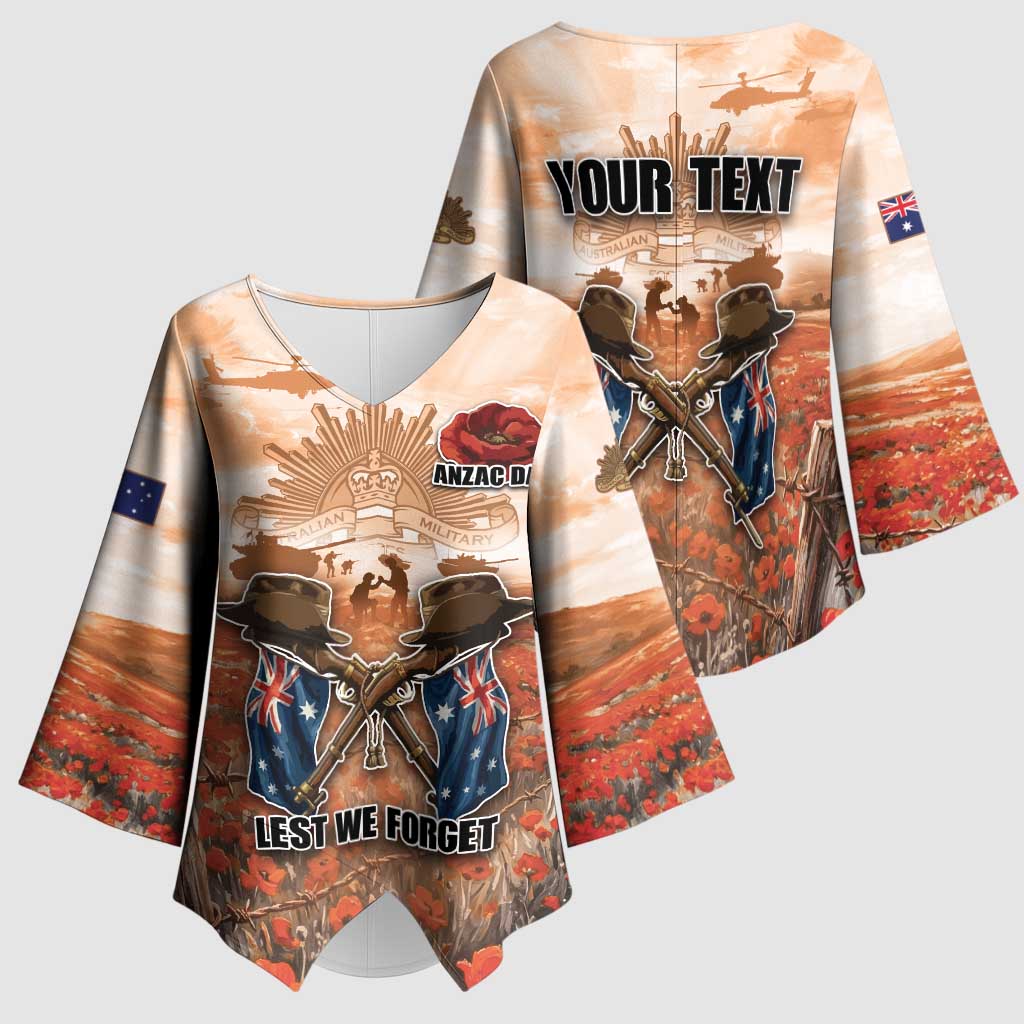 Personalised ANZAC Day Kimono Sleeve Blouse Commemorative Soldier Tribute