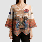 Personalised ANZAC Day Kimono Sleeve Blouse Commemorative Soldier Tribute