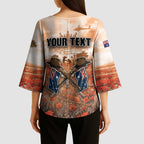 Personalised ANZAC Day Kimono Sleeve Blouse Commemorative Soldier Tribute