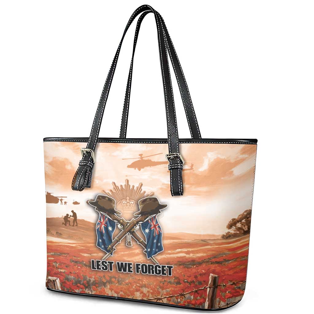 ANZAC Day Leather Tote Bag Commemorative Soldier Tribute