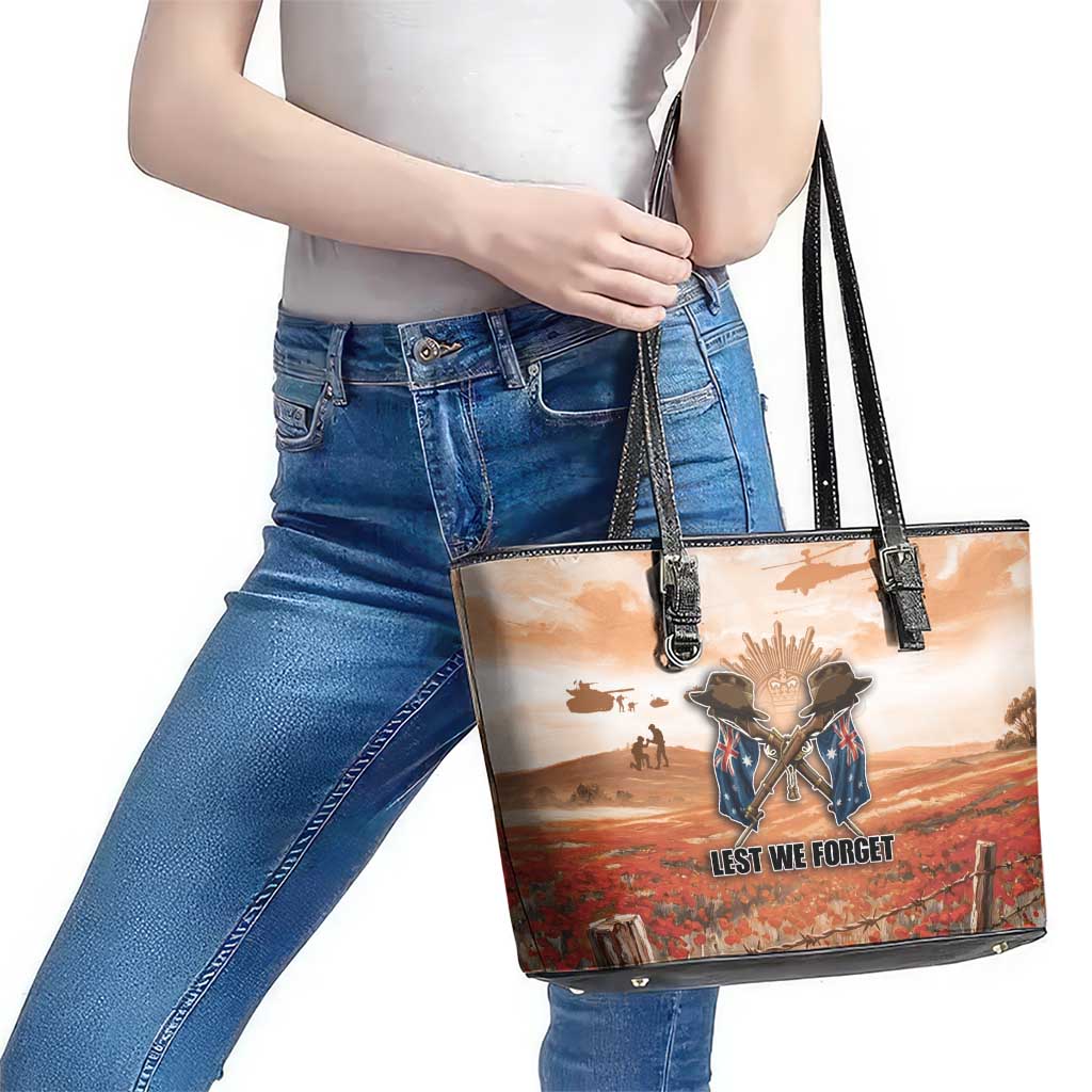 ANZAC Day Leather Tote Bag Commemorative Soldier Tribute