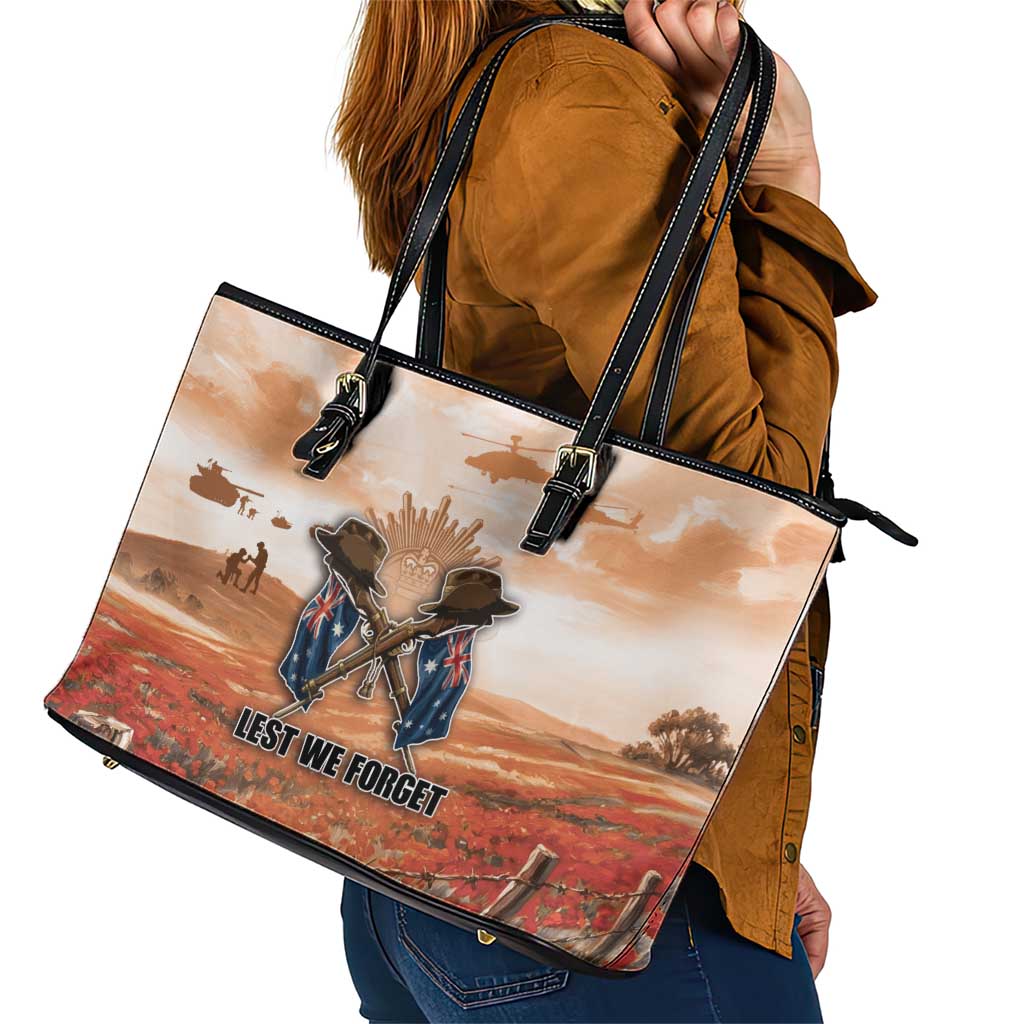 ANZAC Day Leather Tote Bag Commemorative Soldier Tribute