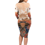 Personalised ANZAC Day Long Sleeve Bodycon Dress Commemorative Soldier Tribute