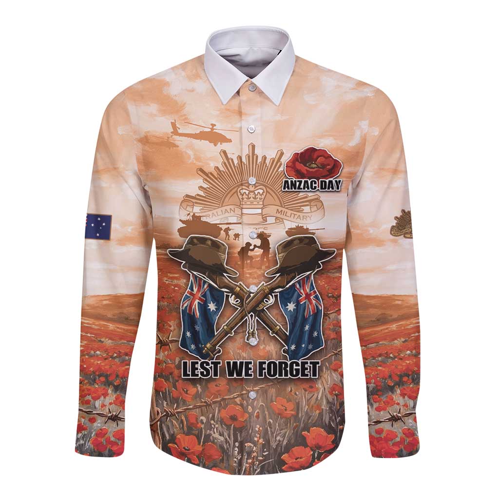 Personalised ANZAC Day Long Sleeve Button Shirt Commemorative Soldier Tribute