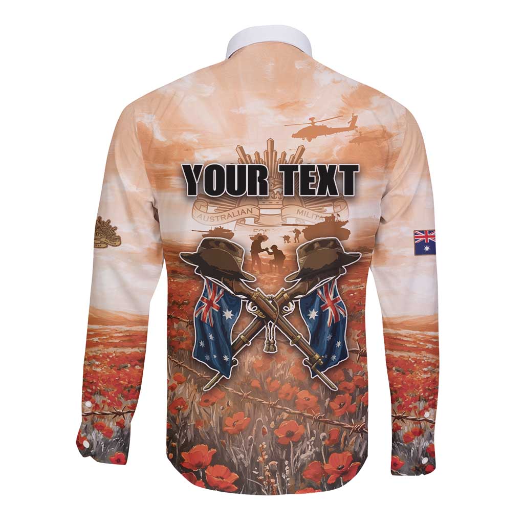 Personalised ANZAC Day Long Sleeve Button Shirt Commemorative Soldier Tribute