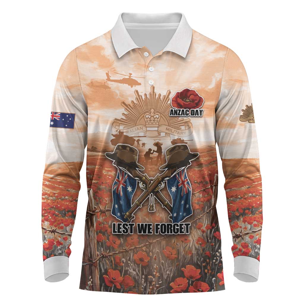 Personalised ANZAC Day Long Sleeve Polo Shirt Commemorative Soldier Tribute