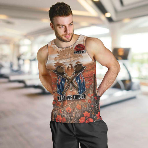 Personalised ANZAC Day Men Tank Top Commemorative Soldier Tribute