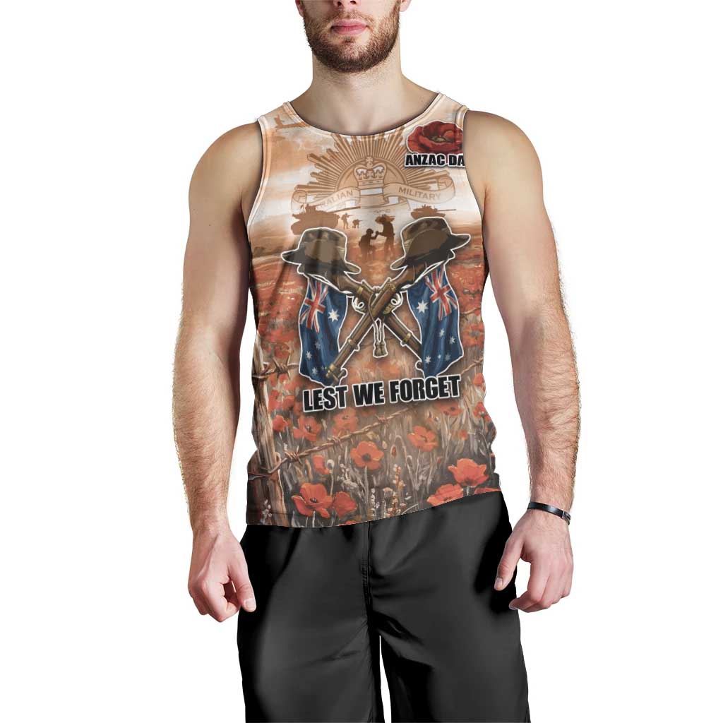 Personalised ANZAC Day Men Tank Top Commemorative Soldier Tribute