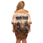Personalised ANZAC Day Off Shoulder Short Dress Commemorative Soldier Tribute