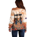 Personalised ANZAC Day Off Shoulder Sweater Commemorative Soldier Tribute