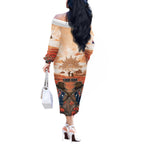 Personalised ANZAC Day Off The Shoulder Long Sleeve Dress Commemorative Soldier Tribute
