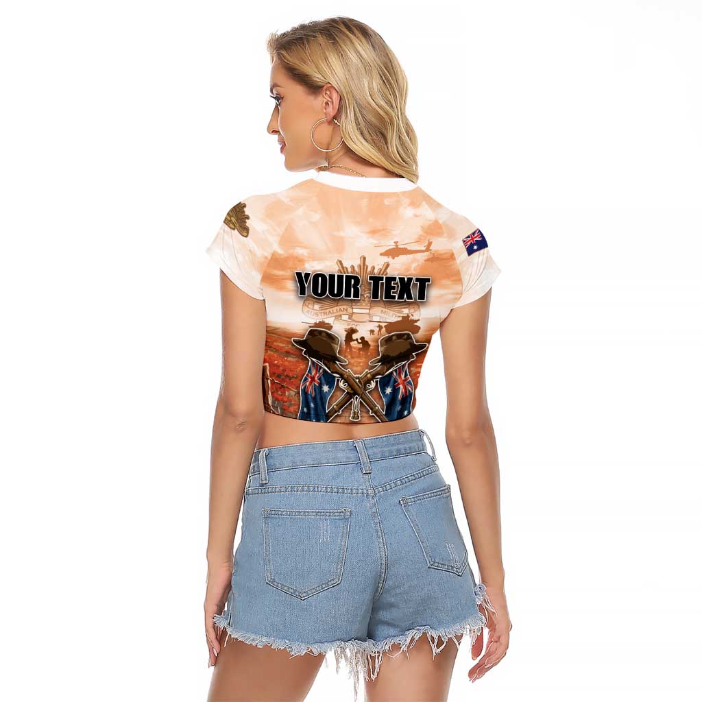 Personalised ANZAC Day Raglan Cropped T Shirt Commemorative Soldier Tribute