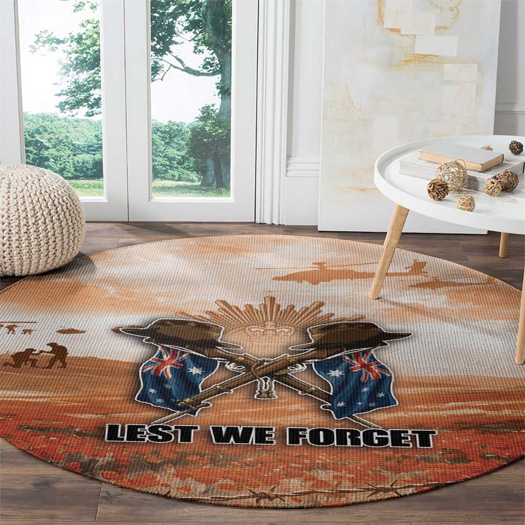 ANZAC Day Round Carpet Commemorative Soldier Tribute
