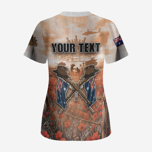 Personalised ANZAC Day Scrub Top Commemorative Soldier Tribute
