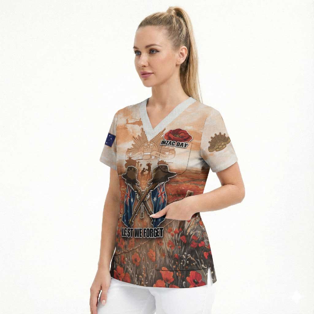 Personalised ANZAC Day Scrub Top Commemorative Soldier Tribute