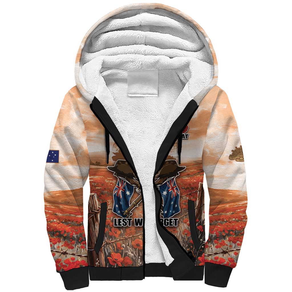 Personalised ANZAC Day Sherpa Hoodie Commemorative Soldier Tribute