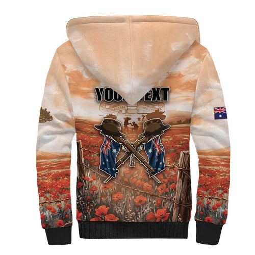 Personalised ANZAC Day Sherpa Hoodie Commemorative Soldier Tribute