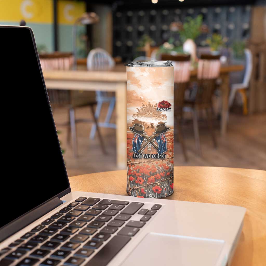 Personalised ANZAC Day Skinny Tumbler Commemorative Soldier Tribute
