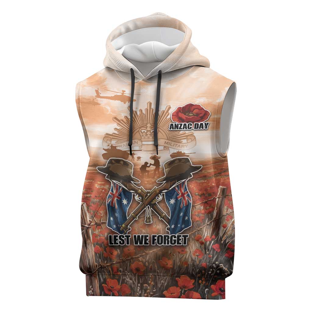 Personalised ANZAC Day Sleeveless Hoodie Commemorative Soldier Tribute