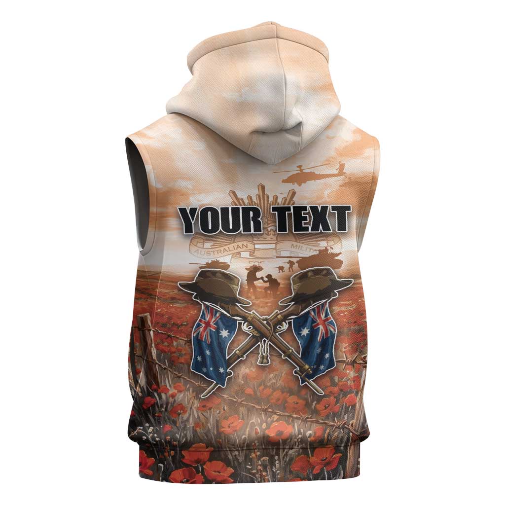 Personalised ANZAC Day Sleeveless Hoodie Commemorative Soldier Tribute