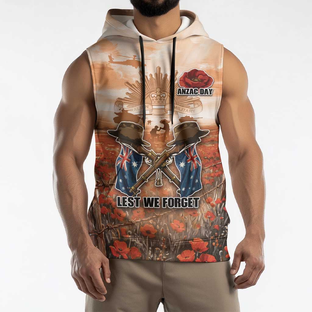 Personalised ANZAC Day Sleeveless Hoodie Commemorative Soldier Tribute