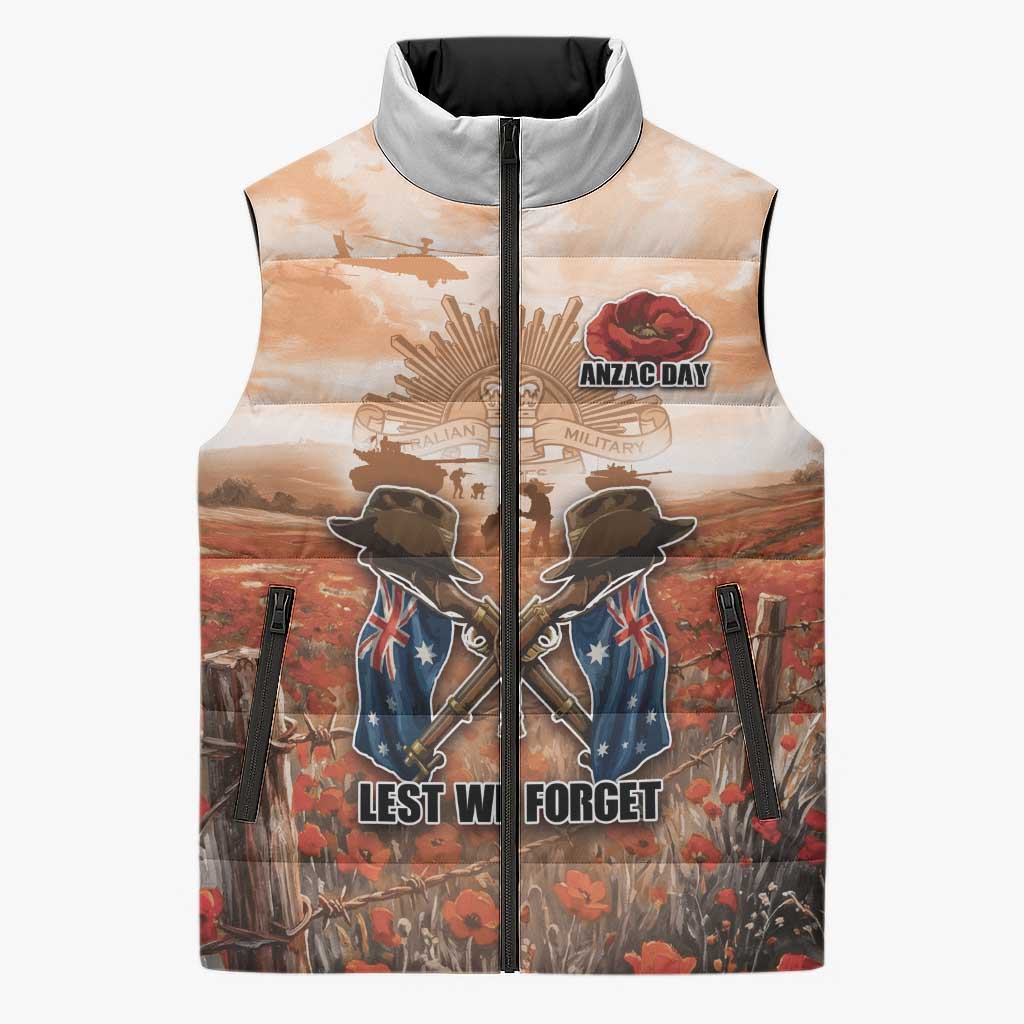 Personalised ANZAC Day Sleeveless Puffer Jacket Commemorative Soldier Tribute