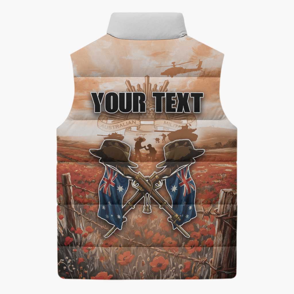 Personalised ANZAC Day Sleeveless Puffer Jacket Commemorative Soldier Tribute