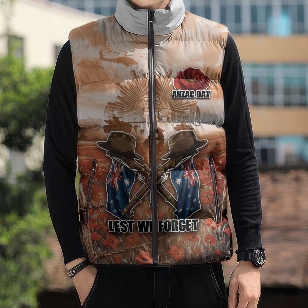 Personalised ANZAC Day Sleeveless Puffer Jacket Commemorative Soldier Tribute