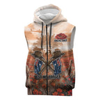 Personalised ANZAC Day Sleeveless Zip Hoodie Commemorative Soldier Tribute