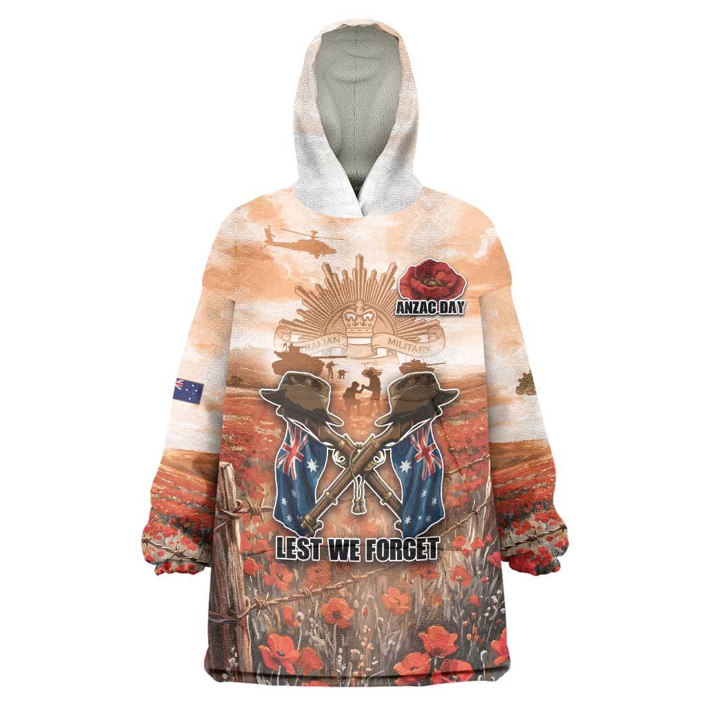Personalised ANZAC Day Wearable Blanket Hoodie Commemorative Soldier Tribute