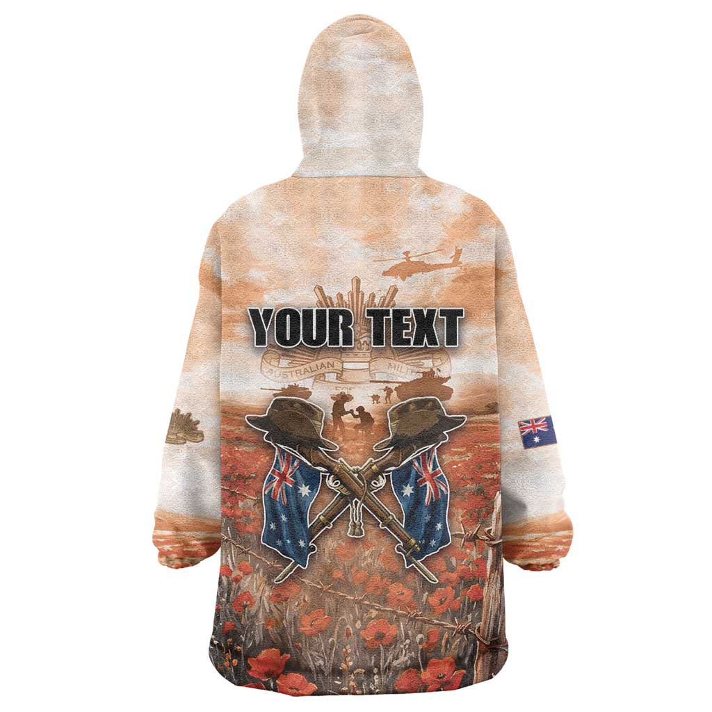 Personalised ANZAC Day Wearable Blanket Hoodie Commemorative Soldier Tribute