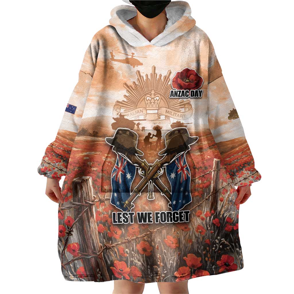 Personalised ANZAC Day Wearable Blanket Hoodie Commemorative Soldier Tribute