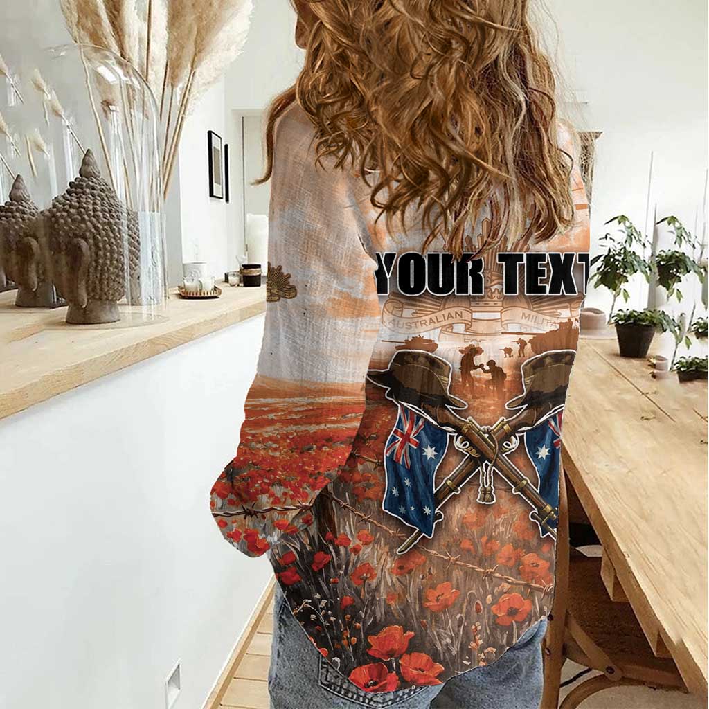 Personalised ANZAC Day Women Casual Shirt Commemorative Soldier Tribute