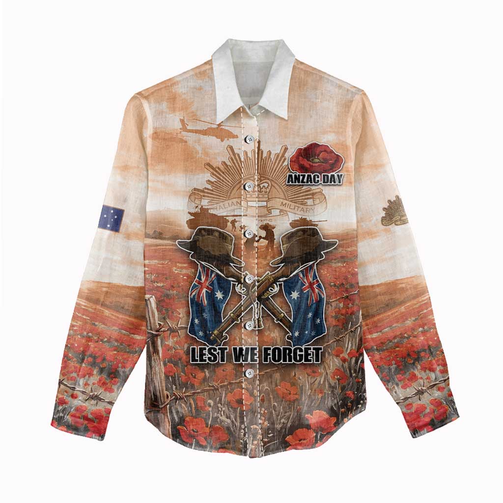 Personalised ANZAC Day Women Casual Shirt Commemorative Soldier Tribute