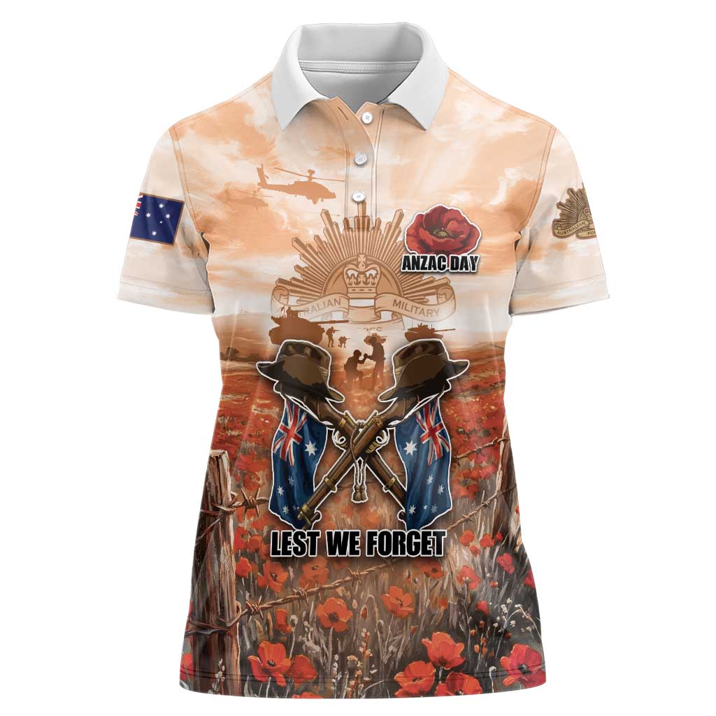 Personalised ANZAC Day Women Polo Shirt Commemorative Soldier Tribute
