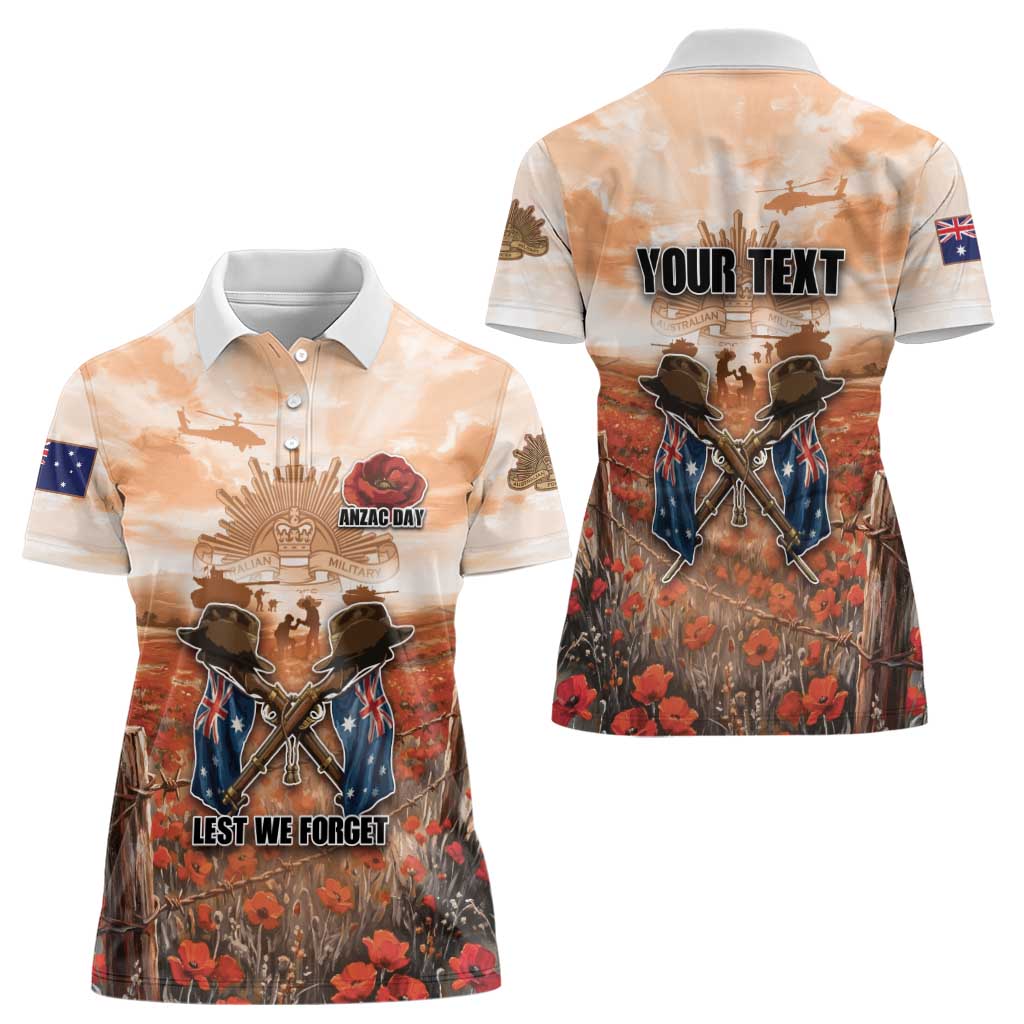 Personalised ANZAC Day Women Polo Shirt Commemorative Soldier Tribute