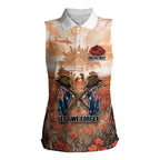 Personalised ANZAC Day Women Sleeveless Polo Shirt Commemorative Soldier Tribute