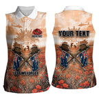 Personalised ANZAC Day Women Sleeveless Polo Shirt Commemorative Soldier Tribute