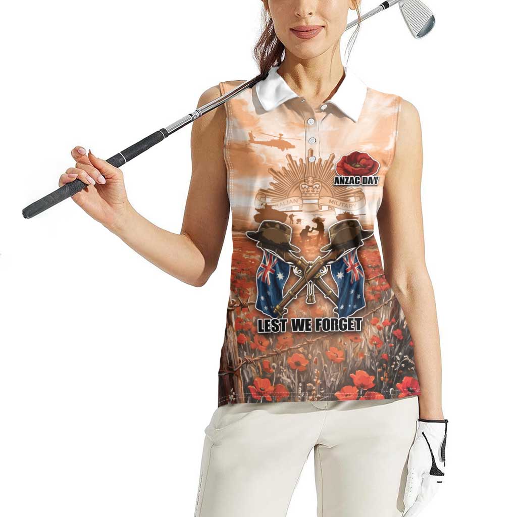 Personalised ANZAC Day Women Sleeveless Polo Shirt Commemorative Soldier Tribute