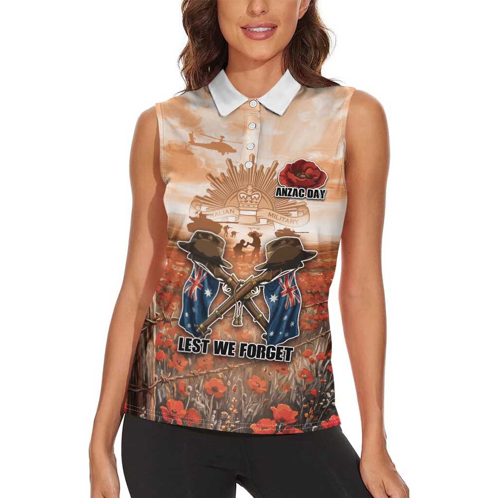 Personalised ANZAC Day Women Sleeveless Polo Shirt Commemorative Soldier Tribute