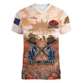 Personalised ANZAC Day Women V-Neck T-Shirt Commemorative Soldier Tribute