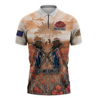 Personalised ANZAC Day Zipper Polo Shirt Commemorative Soldier Tribute