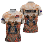 Personalised ANZAC Day Zipper Polo Shirt Commemorative Soldier Tribute