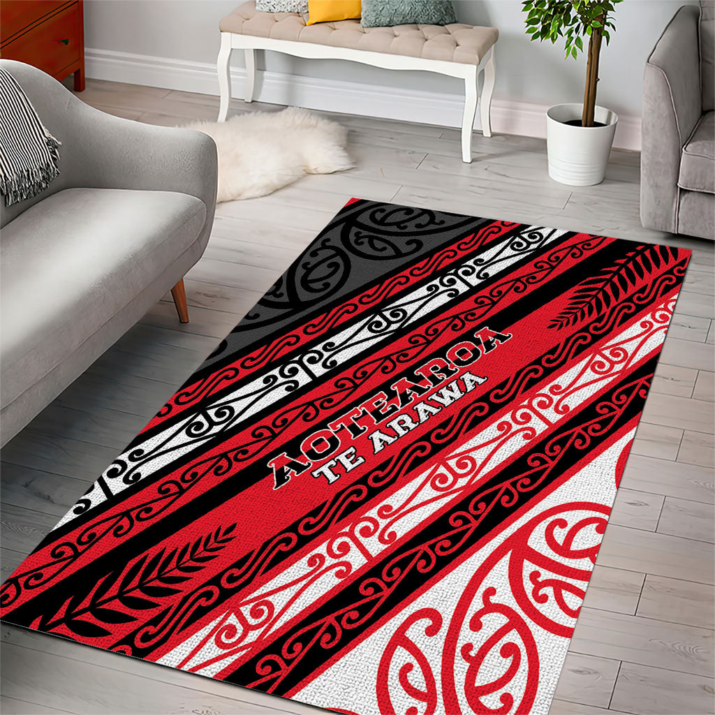 Aotearoa Te Arawa Area Rug New Zealand Maori Tribal Fern Pattern