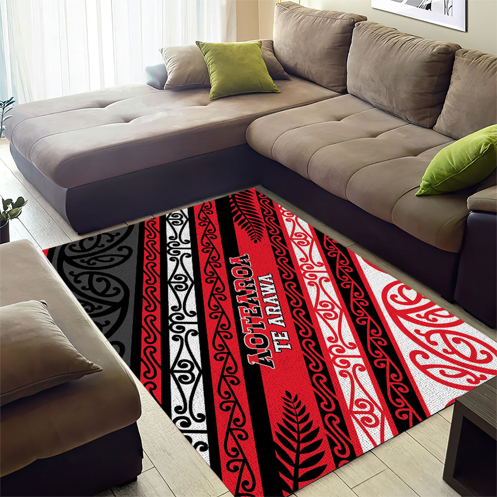 Aotearoa Te Arawa Area Rug New Zealand Maori Tribal Fern Pattern
